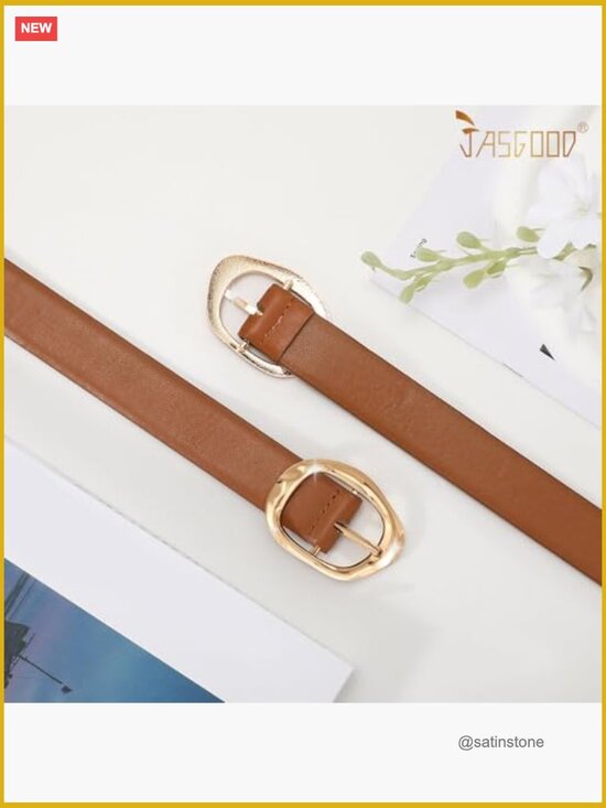Set of 3 Faux Leather Belts with Gold Buckle main image 5